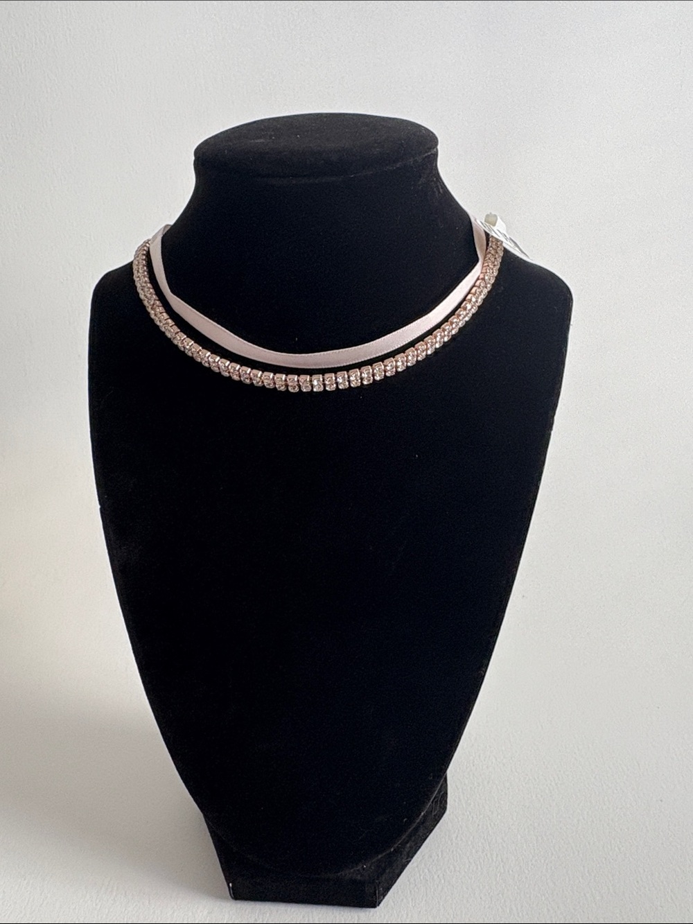 Icing Pink Satin Choker with Sparkling Rhinestone Strand
